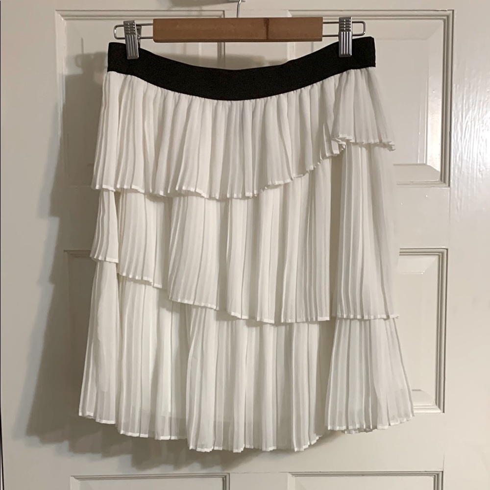 Worthington White Micro-pleated Tiered Skirt
